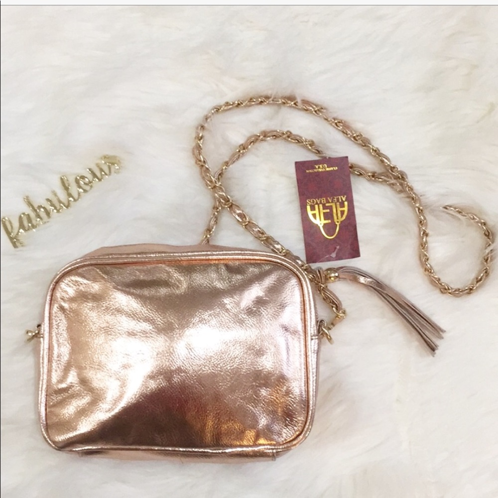 rose gold rose embroidered detail chain bag - Picture 4 of 4